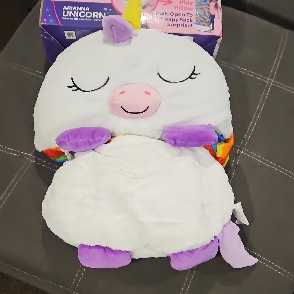 Arianna Unicorn Plush Play Pillow - White & Purple